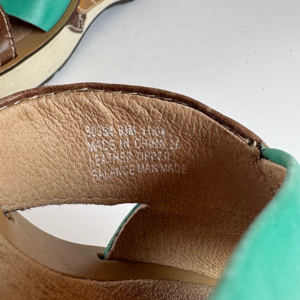 Indigo by Clarks Womens Teal Brown Leather Leaf Wedge Sandals Size 8.5M 80354 - Picture 6 of 10